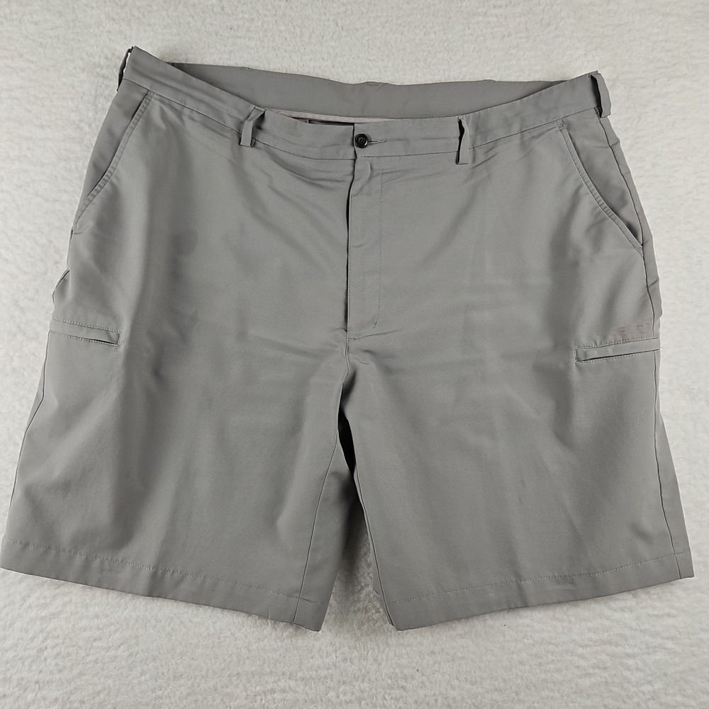 PGA Tour Athletic Golf Shorts Mens 42 Grey Flat Front Slash/Cargo Pocket Wicking